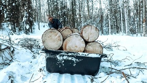 Restocking Firewood🪵for our Cabin | Family of 3 Heating our Off Grid Cabin during Alaskan Winter...