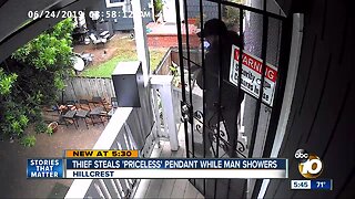 Thief steals priceless pendant while man showers