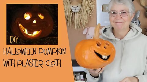 DIY Halloween Pumpkin Made with Plaster Cloth