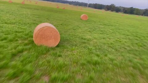 Close call with a helicopter - hay bale slalom ￼ - No music - July 29, 2021 - raw video