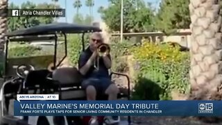 Even without an audience, this retired Marine's tune hasn't dimmed