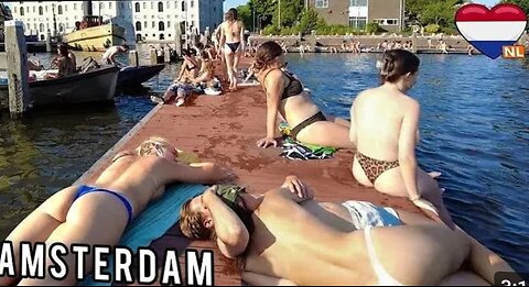 4k Amsterdam Bache Walk , Harbour Bache Swimming Season Summer 2023 ...