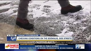 Checking conditions on the sidewalks, side streets