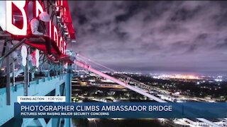 Photographer climbs Detroit's Ambassador Bridge