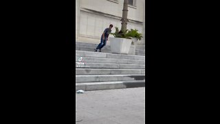 Ugly skateboarding downtown San Antonio