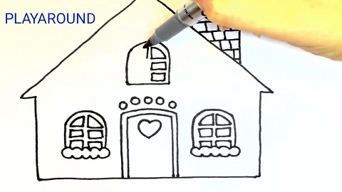 How to Draw Christmas House For Kids