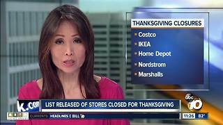 Stores closed for Thanksgiving