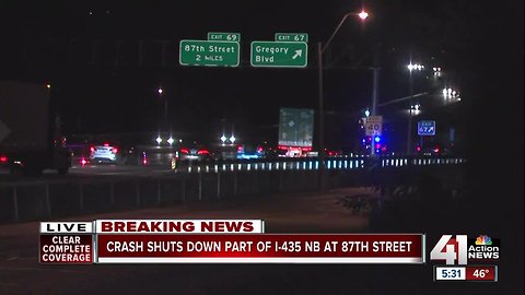 Lanes back open after early morning crash on SB I-435 near 87th St.