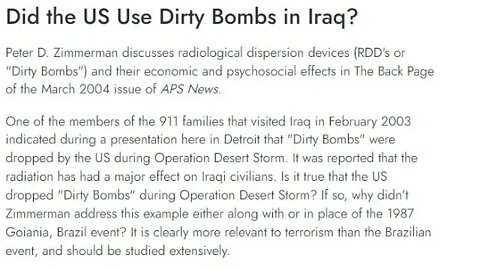 USA and the west using dirty bombs in Iraq?