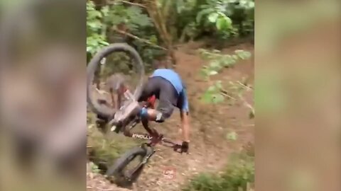 Bike Rider Fail. Third Guy Unlucky