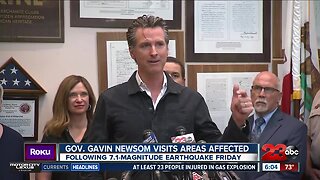 Governor Gavin Newsom tours earthquake damaged areas, warns residents to be prepared