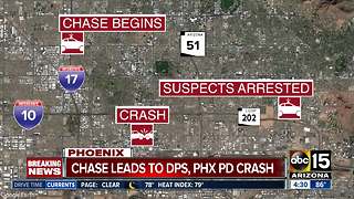 Chase in Phoenix leads to crash with Phoenix Police and DPS vehicles