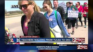 Teachers begin march from Tulsa to Oklahoma City