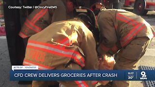 Firefighters rescue woman and deliver her groceries home