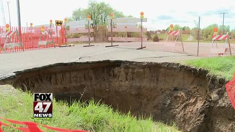 Pipe failure causes large sinkhole near Charlotte