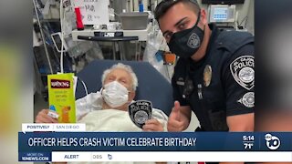 El Cajon Police officer helps crash victim celebrate 88th birthday