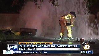 SUV takes out fire hydrant, causes geyser in Spring Valley