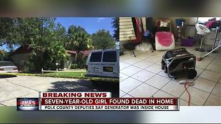 Lakeland girl, 7, dies from possible carbon monoxide poisoning from generator
