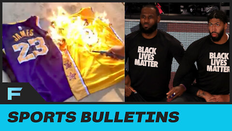 Laker Fan PISSED At Players Kneeling Burned His AD & Lebron Jerseys