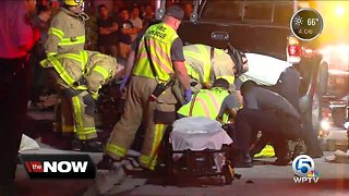 Man, child hospitalized following motorcycle vs. pickup truck crash