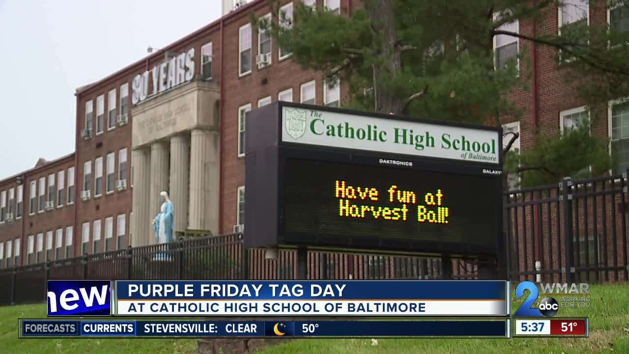 Purple Friday tag day held at Catholic High School of Baltimore