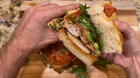 Sun-dried Tomato Chicken Sandwich with homemade focaccia bread