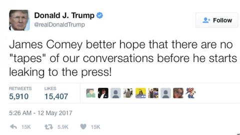 Trump Threatens Comey In Tweet
