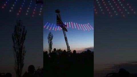 America the Beautiful with this amazing flag created by drones in the sky at night