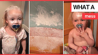 Mum films her shock discovery of her triplet toddlers who got their hands on a tub of Sudocrem