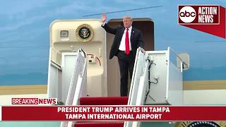 Pres. Trump arrives in Tampa ahead of rally