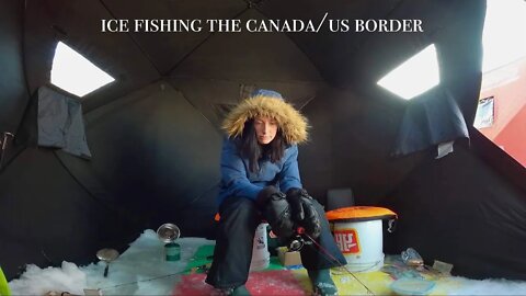 Ice Fishing on the Canada/US Border