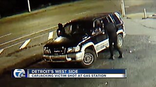 Carjacking victim shot at gas station on Detroit's west side
