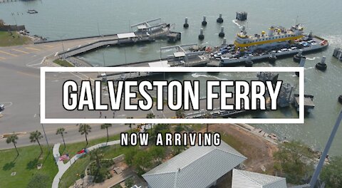 Galveston Bolivar Point Ferry Now Arriving - A Drone View Series Video