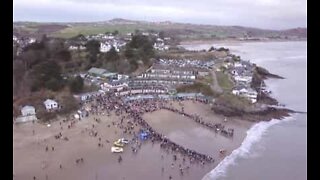 Hundreds of people dive into the waters of the UK on new years