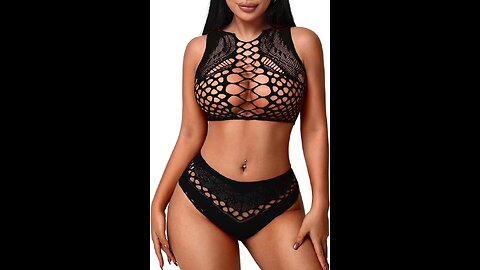 Women's Fishnet Lingerie for Women Sexy Two Piece Lingerie Set Stripper Outfit