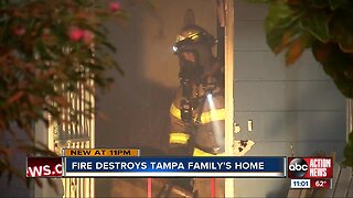 Fire destroys tampa family's home