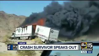 Crash survivor speaks out about semi-truck accident involving bus of cheerleaders