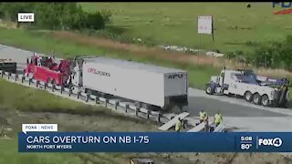 Cars overturn on NB I-75
