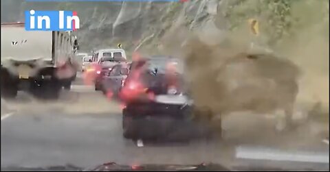 Huge boulder flattened two cars on India's Nagaland highway