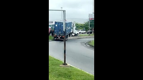 Trucker Goes Off-roading On Highway 401