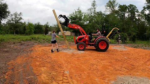 Polebarn Build pig house 3 | Digging holes and setting post for our pig barn