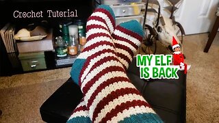 How to Crochet Peppermint Stripped Elf Socks (Easy Enough for a Beginner!)