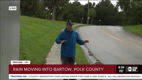Chad Mills in Polk County | Rain is moving into Downtown Bartow and more localized flooding is expected. Wind and rain is expected to worsen by noon.