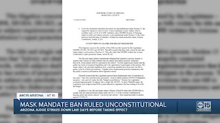 Judge rules state's ban on mask mandates in schools is unconstitutional