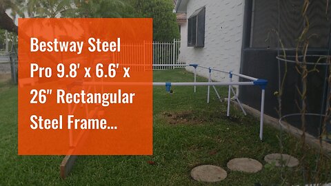 Bestway Steel Pro 9.8' x 6.6' x 26" Rectangular Steel Frame Above Ground Outdoor Backyard Swimm...