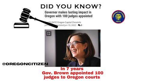 OREGON - Governor Brown appoints 105 judges during her term