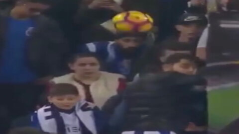 Unlucky fan gets hit in face by ball during match