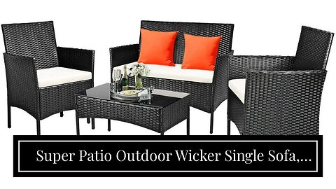 Super Patio Outdoor Wicker Single Sofa, Patio Furniture Rattan Armchair Sofa with Cushions, Pat...
