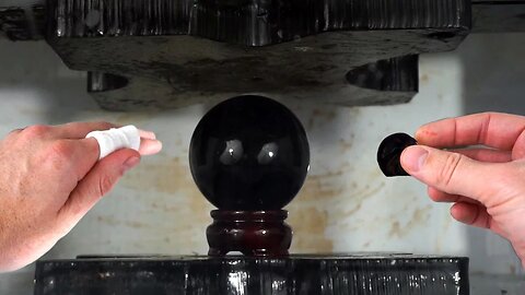 Obsidian Crystal Ball Crushed By Hydraulic Press | I Cut My Finger