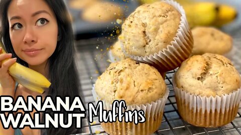 🍌 Easy & Moist Banana Walnut Muffins Recipe | Rack of Lam